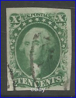 STAMPS-UNITED STATES. 1855. 10c Washington Green Type III. Scott 15. Used