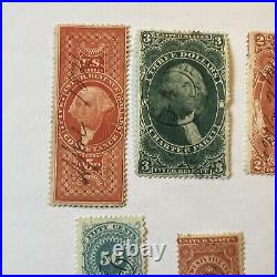 Scarce Collection Of 10 Us Long Revenue Stamps, High Denoms Plus More #31