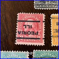 Scarce U. S. Stamp Lot Of 6 Inverted Precancels Racine, Boston, Chicago, Peoria