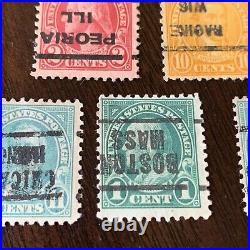 Scarce U. S. Stamp Lot Of 6 Inverted Precancels Racine, Boston, Chicago, Peoria