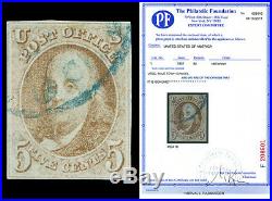 Scott 1 1847 1c Franklin Used VF Blue Town Cancel Cat $475 with PF CERTIFICATE