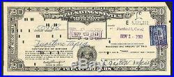 Scott #1047 Liberty Stamp $20 Postal Savings Certificate Connecticut 1963