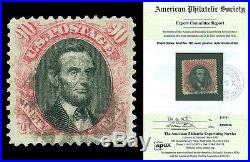 Scott 122 1869 90¢ Lincoln Pictorial Issue Used F-VF Cat $1,800 with APS CERT