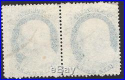 Scott # 18 1857-1861 Stamp Issue $. 01 Franklin PAIR USED CV $1,200.00