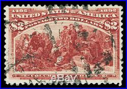 Scott 242 1893 $2.00 Columbian Issue Used F-VF Lightly Canceled Fault Cat $525