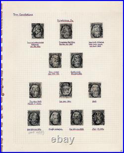 Scott 73 x 12 beautiful group of various PHILADELPHIA POSTMARKS CV $900++
