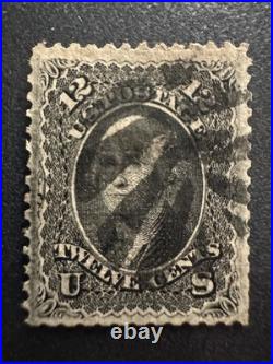 Scott #90 12¢ black Washington, E Grill, Black Geometric Cancel, Centered, HR