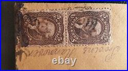 Scott #95a Black Brown 5¢ F GRILL PAIR on Cover (SINGLE STAMP CV 2.250)