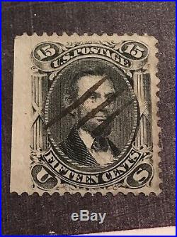 Scott #98 Used 1868 Abraham Lincoln Very Thin Paper Variety Stamp CV $475.00
