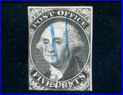 Scott 9X1 VF Used US 1845 Washington Bluish Paper Blue Pen Cancel Scott 9X1 VF Used US 1845 Washington Bluish Paper Blue Pen Cancel