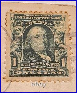 Series 1902 BENJAMIN FRANKLIN 1 Cent Green Stamp EXTREMELY RARE DEC 24TH 1909