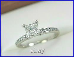 Shane Co. 14K White Gold Natural Princess Cut Diamond Ring 0.68 Ct. Center VIDEO