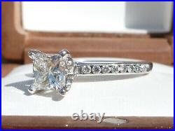 Shane Co. 14K White Gold Natural Princess Cut Diamond Ring 0.68 Ct. Center VIDEO