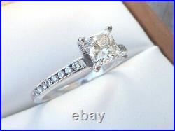 Shane Co. 14K White Gold Natural Princess Cut Diamond Ring 0.68 Ct. Center VIDEO