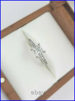 Shane Co. 14K White Gold Natural Princess Cut Diamond Ring 0.68 Ct. Center VIDEO