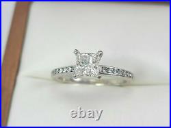 Shane Co. 14K White Gold Natural Princess Cut Diamond Ring 0.68 Ct. Center VIDEO