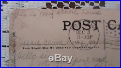 Stamp Vintage Ben Franklin 1 Cent US Postage Flag Cancelled 1907 with Postcard
