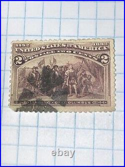 StampUsed United States 2cents Brown Violet stamp, Colombian Exposition 1893/Lan