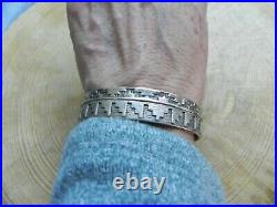 Stamped Sterling Silver Native American design Cuff Bracelet by N. Bia Navajo
