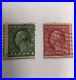 Stamps, Washington 1 Cent Double Green Line, & 2 Cent, Double Red Line, Used