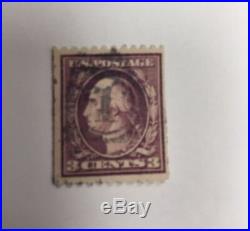 Stamps, Washington 3 Cent, Purpule line, Type 1, Rare, Used. Valuable stamp