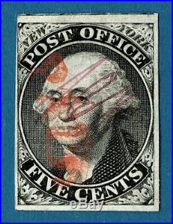 Sto39 1845 Scott#9X1 New York Postmaster's Provisional Red PAID Very Fine used