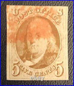 TangStamps US Stamp #1 Used Franklin Red Cancel