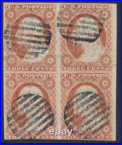 TangstampUS Stamp #11 Used Block 4, Crease, Crowe Certificate, CV $1000