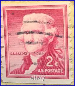 Thomas Jefferson 2 cent Red Antique Rare United States Postage Stamp- Used Stamp