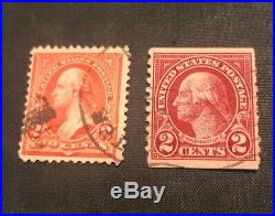 Two RARE George Washington 2 Cents RED Postage Stamps Two Cent USPS Stamp