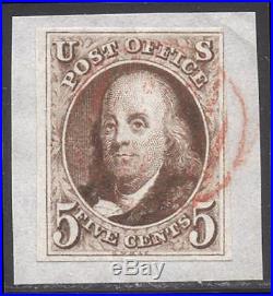 U. S. #1 Used BEAUTY 1847 5c Red Brown