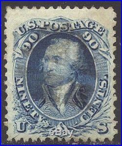 U. S. #101 SCARCE Used withCert 90c Blue with F Grill