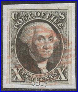 U. S. #2 Used withCert 1847 10c Black