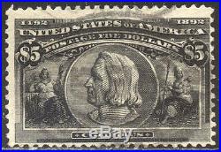 U. S. #245 Used 1893 $5.00 Columbian