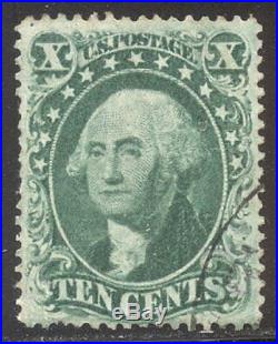 U. S. #34 RARE Used withCert 10c Green, Type IV ($2,100)