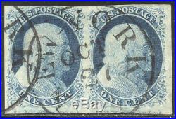 U. S. #7 Used PAIR 1c Blue, Type II