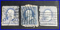 U. S. A. 1890's Benjamin Franklin 1c Blue Stamp, Lot of 5, SC 264 & 264a