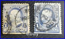 U. S. A. 1890's Benjamin Franklin 1c Blue Stamp, Lot of 5, SC 264 & 264a