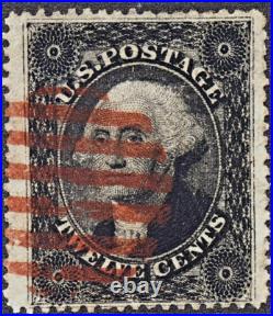 U. S. Classic #36b F/VF 12 cent Black with a Red grill Cancel'23 Cat $215.00 U. S. Classic #36b F/VF 12 cent Black with a Red grill Cancel'23 Cat $215.00