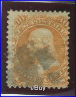 U. S. Stamps Scott #100 F. Grill, Used, Avem9x13mm, Tiny light thin in grill (A8797N)