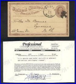 U. S. #UX3a SCARCE Used with Cert 1873 1c Liberty Without Wmk