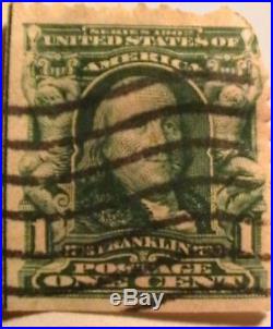 U S postage stamp Scott 300b 1903 1 cent Franklin from booklet pane