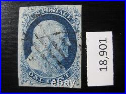 UNITED STATES Sc. #9 scarce used stamp double transfer with Crowe cert graded 85