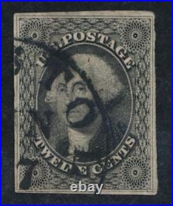 UNITED STATES (US) #17 USED 4 CLOSE MARGINS 12c IMPERF, CERTIFICATE