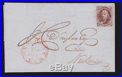 US 1 1847 5c Franklin on Cover from New Haven to New London, CT VF-XF SCV $450