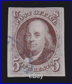 US 1 5c Franklin Used VF-XF appr with Blue CDS SCV $475
