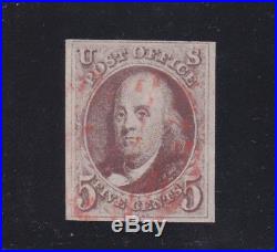 US 1 5c Franklin Used VF-XF appr with Red CDS & 4 Margins SCV 375+