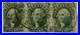 US #15 1855 green Wash. Type III horiz. Strip/3 Used, CDS postmark $625 SCV