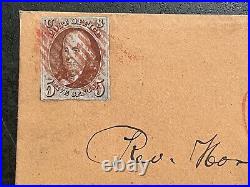 US 1840s Amazing #1 Nice Margins on Cover to Pastor in CT Red CDS NY 7R053