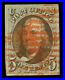 US 1847 Franklin 5c dark red brown, bluish paper Scott #1 used VF red cancel